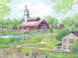 Pencil Illustration of a Village in New York