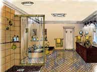 Bathroom Interior Marker Rendering. Roanoke, Virginia.